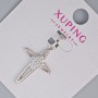 Pendant "Cross" Xuping with White Crystals, diameter 24.5x16mm+ -, length 31mm+-, Rhodium-plated