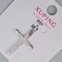 Pendant “Cross” Xuping rhodium-plated with white crystals, diameter 27x17, 5mm+ -, length 33mm+-