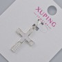 Pendant "Cross" Xuping with white rhinestones, diameter 22×15mm+ -, length 27mm+-, rhodium