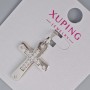 Pendant “Cross” Xuping rhodium-plated with white crystals, diameter 26×17.5 mm, 5 mm+ -, length 31 mm+-, rhodium-plated