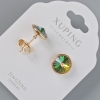 Xuping Stud Earrings with Swarovski Crystals in Green and Pink-Chameleon, 10 mm Crystal Diameter, 18K Gold Plated