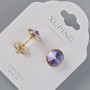 Xuping Earrings with Swarovski Crystals in Chameleon Purple and Blue, 10 mm Diameter, 18K Gold Plating