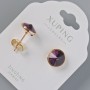 Earrings Puseti Xuping with Swarovski crystals burgundy color, 10 mm diameter, 18K gold plating