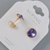 Xuping Stud Earrings with Swarovski Crystals in Purple, 10 mm Diameter, 18K Gold Plated