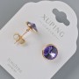 Xuping Stud Earrings with Swarovski Crystals in Purple, 10 mm Diameter, 18K Gold Plated