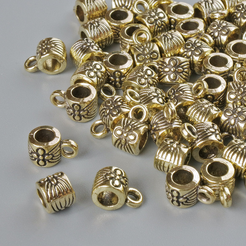 Bail Besels bail holder, diameter 4x5mm, hole diameter 1.4mm, 2.7mm, length 7.5mm, packaging 60 pcs ± 20g ± light-gold metal color