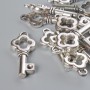 Pendant Finding Key 25x11mm, assorted 12 pcs ± 20 g, silver-colored metal