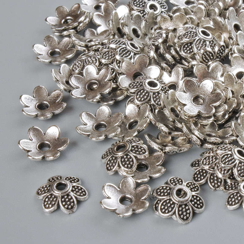 Findings End Cap, 7×2 mm diameter, bore diameter 1.5 mm, packaging 20 g (100 pcs ±) Silver color metal