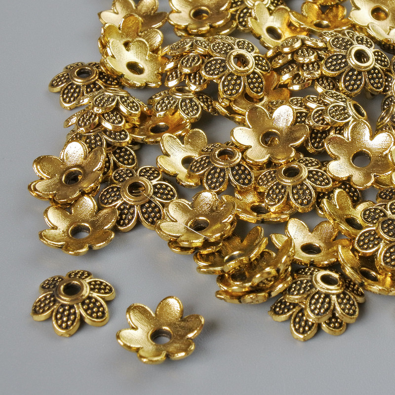 End caps, diameter 7x2 mm, hole diameter 1.5 mm, packaging 20 g ± golden metal color ~120 pieces