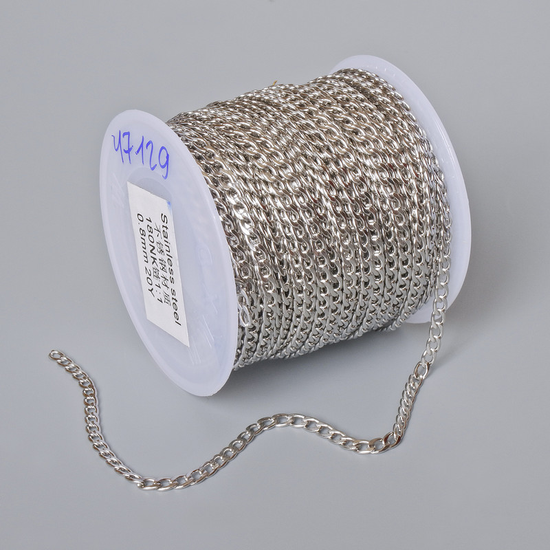 Jewelry findings spool chain for jewelry, 3mm thickness, 18m length ± stainless steel