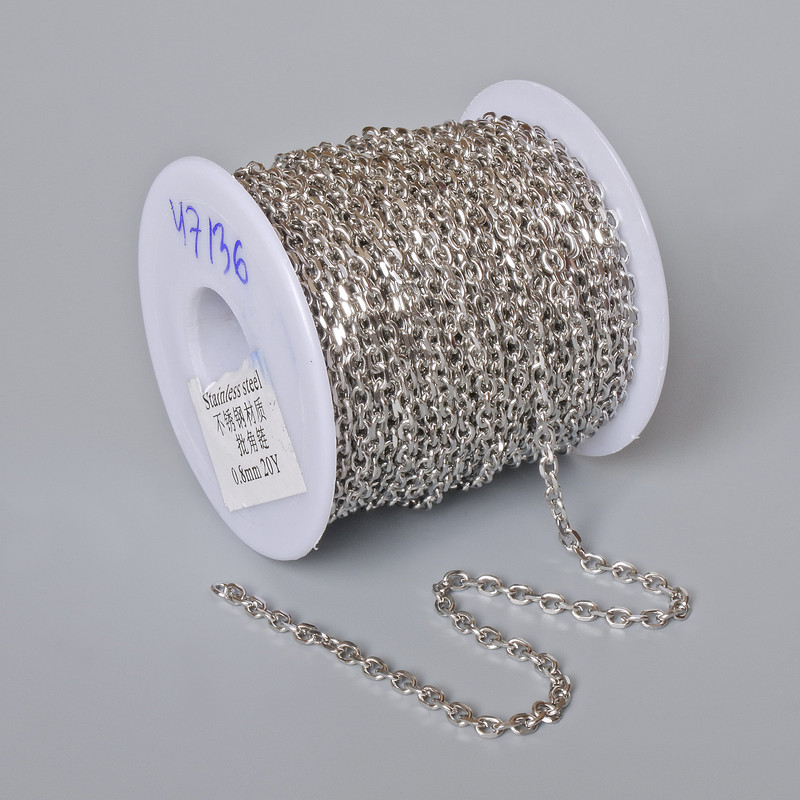 Bead spool chain for jewelry, 3 mm thickness, 18 m length approx. stainless steel