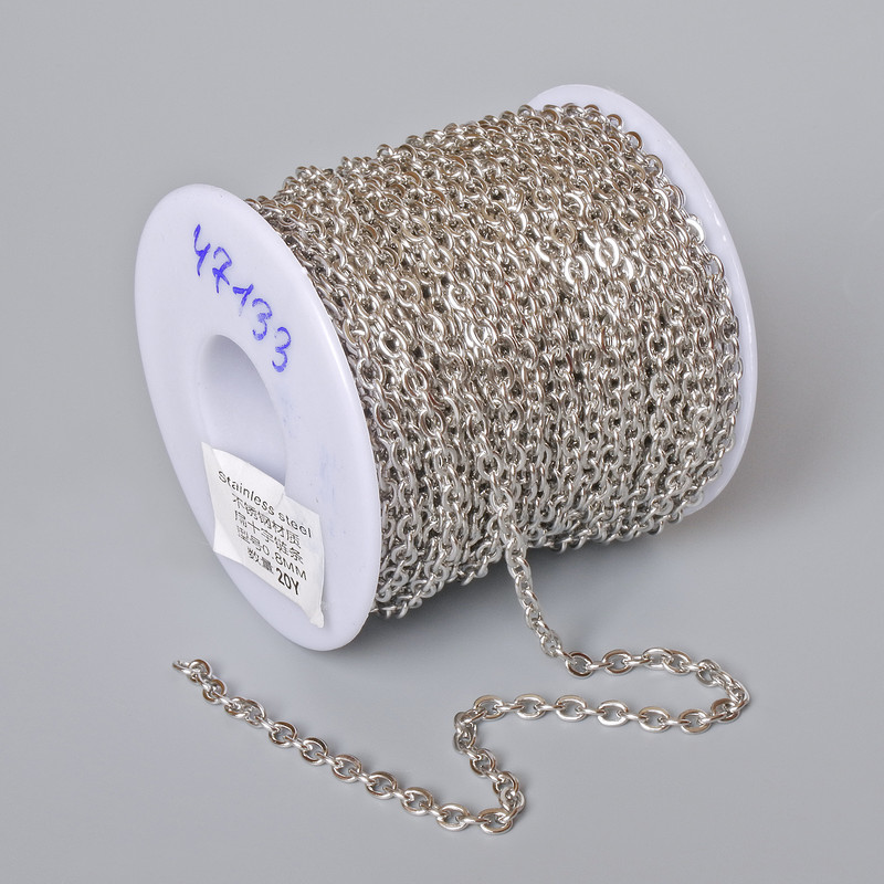 Jewelry findings spool chain for jewelry, thickness 3.1 mm, length 18 m ±, stainless steel