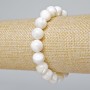 Bracelet Mother-of-P pearl natural smooth bead, diameter 10mm±, length 18cm± (stretch)