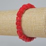 Bracelet with natural coral, faceted beads (assorted, medium size), diameter 9×10mm±, length 18cm± (stretch)