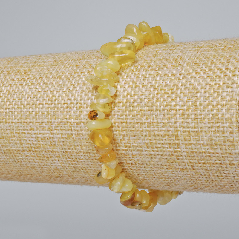 Yellow Opal Natural Stone Bead Bracelet, 6x3mm+-, 18cm length (stretch)