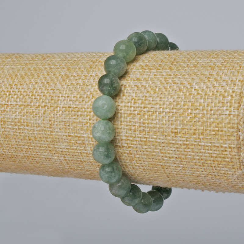 Bracelet Jadeite smooth bead, diameter 8.5mm ±, length 18cm ± (elastic)