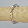 Opal Glass Bracelet smooth round beads, white transparent chameleon color, diameter 8mm±, length 18cm± (stretch)
