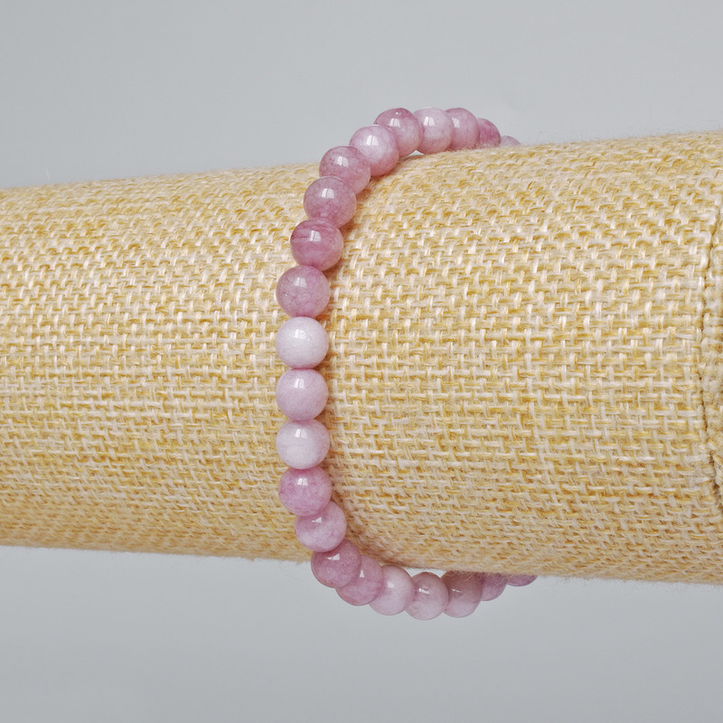 Kunzite Bracelet (single) Smooth Bead, 6mm diameter, length 18cm, elastic