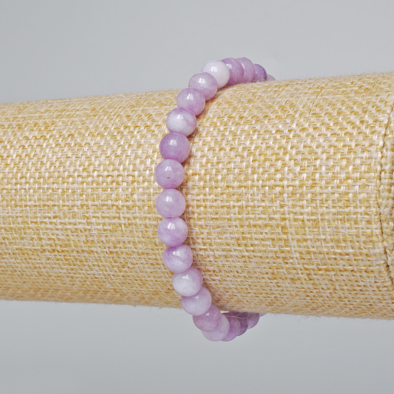 Kunzite Bracelet (artificial) smooth beads, diameter 6mm±, length 18cm± (stretch)