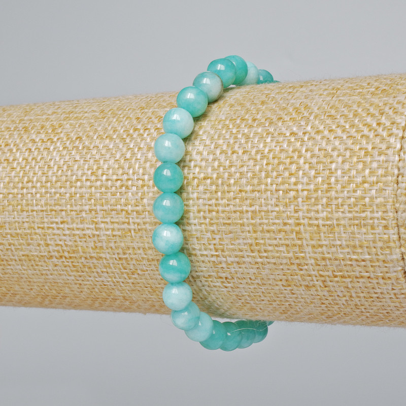Bracelet Amazonite (loose) smooth bead, diameter 6.5mm±, length 18cm± (stretch)