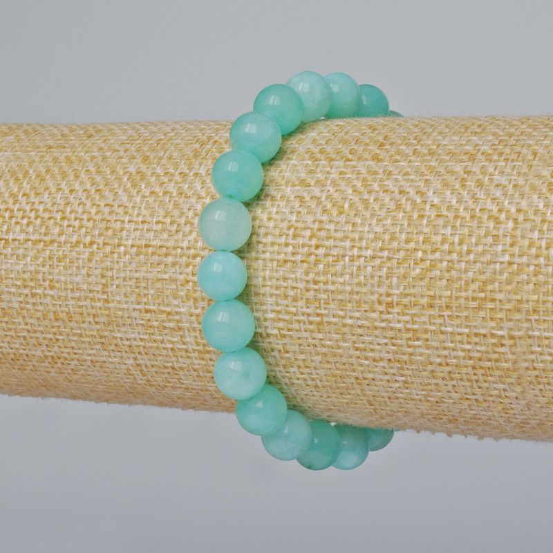 Amazonite Bracelet natural stone smooth bead, diameter 8.5mm±, length 18cm± (stretch)