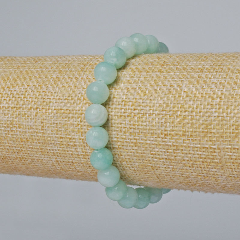 Bracelet Amazonite-like (artificial acrylic) smooth beads, diameter 8.5mm±, length 18cm± (stretcher)
