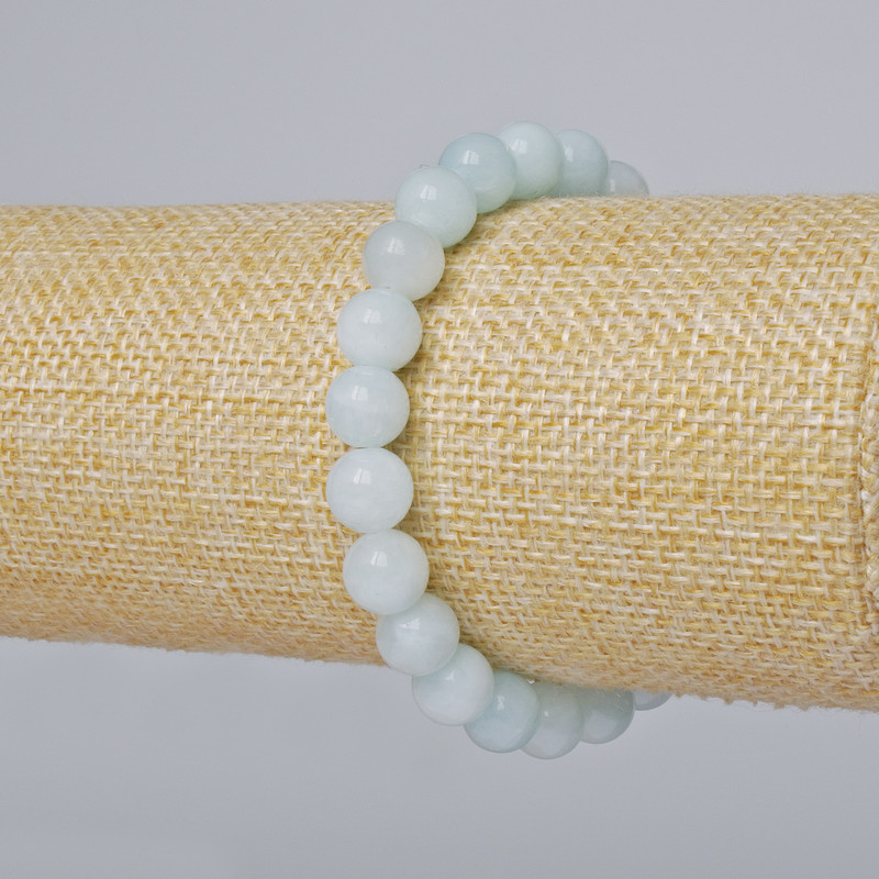 Aquamarine Bracelet (plastic acrylic) smooth bead, diameter 8.5mm±, length 18cm± (stretch)