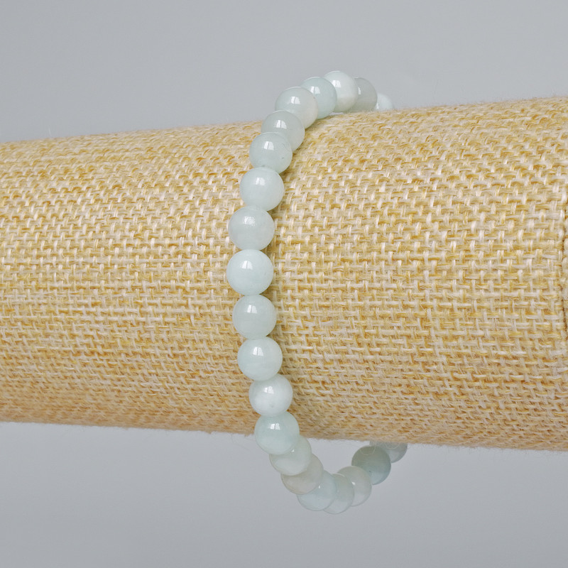Aquamarine Bracelet (plastic/acrylic, individual beads) smooth ball, diameter 6mm±, length 18cm± (stretch)