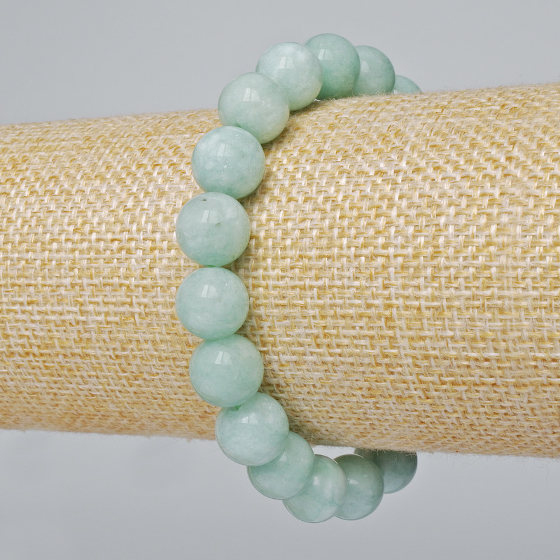 Amazonite Bracelet natural stone smooth beads, diameter 10mm±, length 18cm± (stretch)