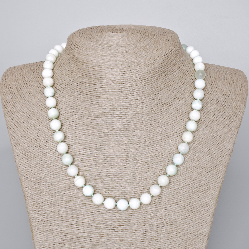 Hemimorphite Necklace with Smooth Beads Natural Stone, 8.5 mm diameter, length 45-48 cm