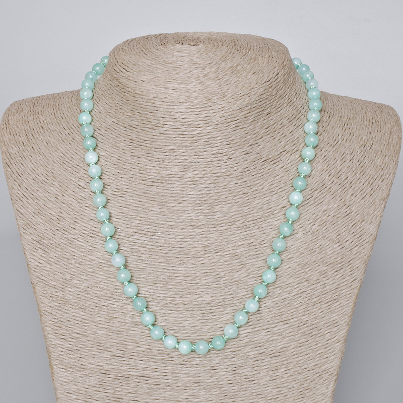 Amazonite Bead Necklace, natural stone, smooth round beads, diameter 6.5 mm, length 45-47 cm