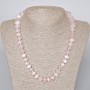 Necklace Pink Crystal Quartz Natural Stone Faceted Rondelle, 10x7 mm, length 45-47 cm