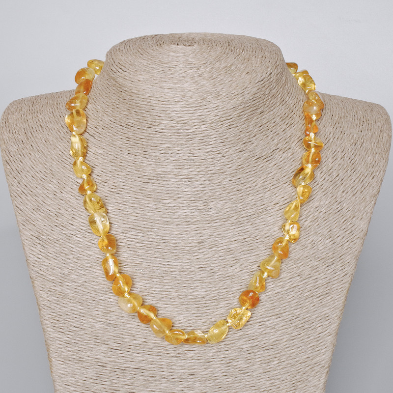 Citrine Necklace, Natural Stone, Faceted Beads, 10x12 mm, length 46-49 cm
