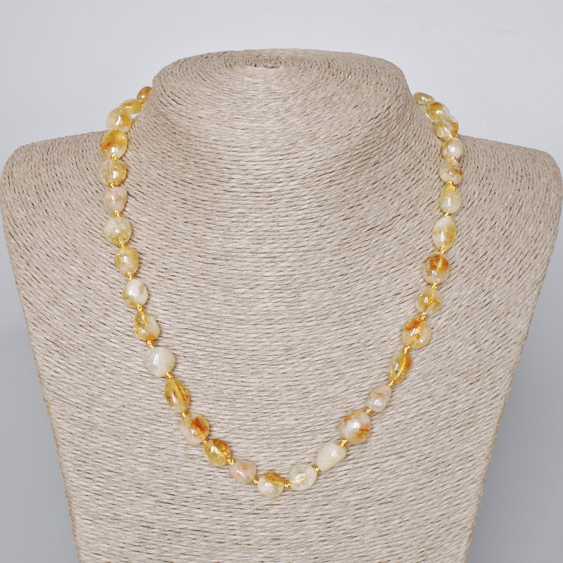 Citrine Necklace, natural gemstone, faceted beads, diameter 9x11mm, length 47-49cm
