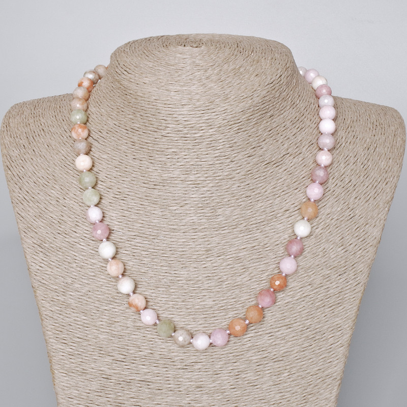 Colored Jadeite Necklace with Natural Stone Beads Granulated Beads 8mm Dia, 47-49cm Length