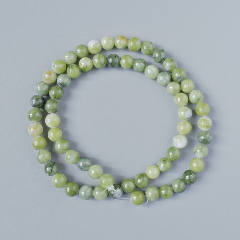Green Opal Beads (plastic acrylic) smooth round bead, diameter 6mm+-, length 40cm+- on fishing line