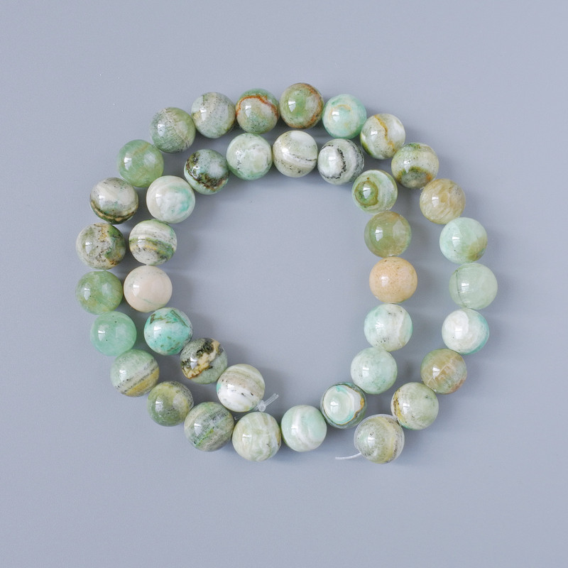 Gem Beads Chrysoprase Imitation (acrylic, singular) smooth ball, diameter 10mm±, length 40cm± on thread