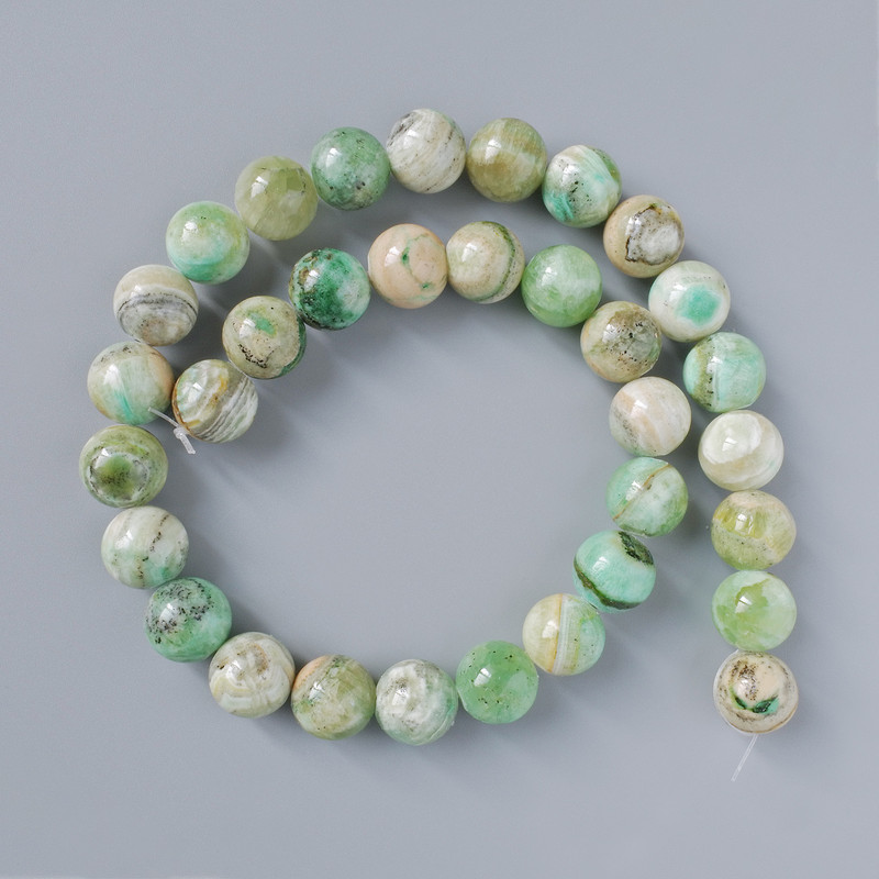 Crystals Chrysoprase Beads (plastic acrylic) smooth spheres, diameter 12mm±, length 40cm± on thread