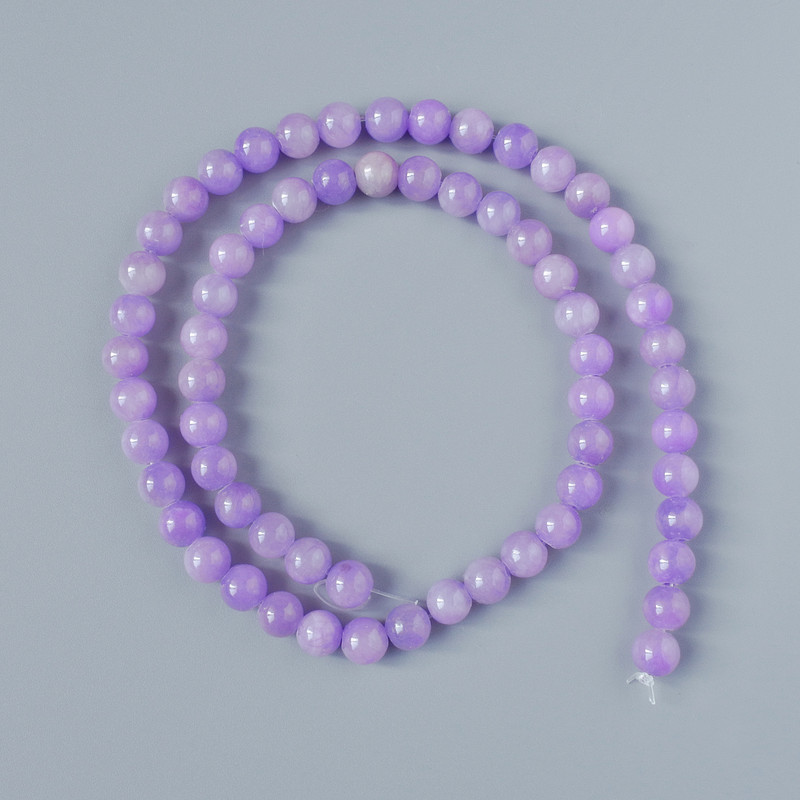Amethyst Beads (artificial acrylic) smooth round bead, diameter 6.5mm±, length 39cm± on thread