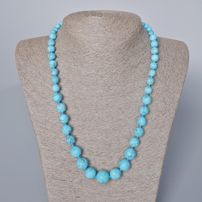 Turquoise Beads (Pressed) Smooth Round Beads, Size 6–14 mm, Length 52–54 cm