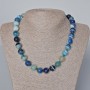 Blue AGATE Necklace natural stone smooth bead, diameter 12.5mm±, length 46×48 cm±