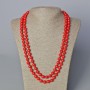Long Coral Bead Necklace (pressed) smooth round beads, diameter 8.5 mm, length 120 cm