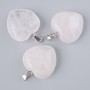 Pendant "Heart" Pink Quartz natural stone, diameter 20x20x9mm±, length 28mm±