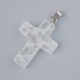 Pendant "Cross" Natural Mountain Crystal Stone, diameter 25x18mm±, length 34mm±