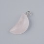 Pendant "Moon" Pink Quartz Natural Stone, diameter 17x10mm+-, length 25mm+-