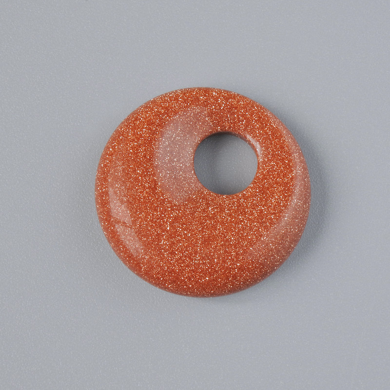 Donut Pendant (Bagel) Aventurine Golden Sand (synthetic) stone, diameter 18x5mm+-, hole diameter 5mm+-