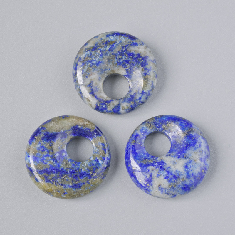 Donut-shaped pendant (bagel) Natural Lapis lazuli stone, 18×5mm Ø, hole diameter 5mm