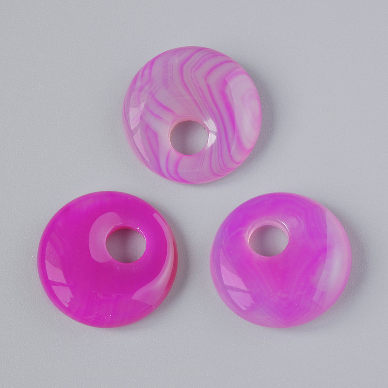 Donut-shaped pendant (bagel) Malachite red natural stone, diameter 18×5mm+-, center hole diameter 5mm+-