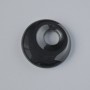 Donut Pendant (Bagel) Black Agate Natural Stone, diameter 18x5mm+-, hole diameter 5mm+-