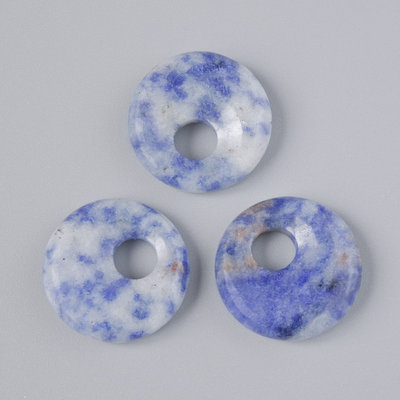 Donut Pendant (Bagel) Natural Sodalite Stone, diameter 18x5mm±, bore diameter 5mm±